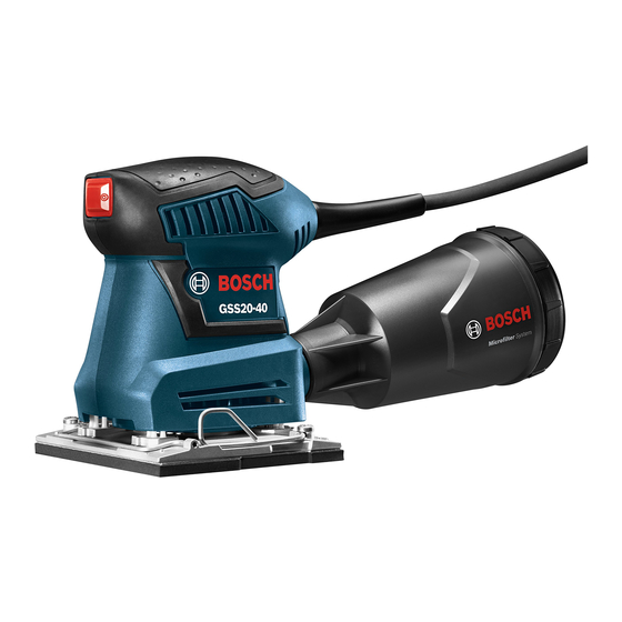 User Manuals: Bosch GSS20-40 Orbital Finishing Sander