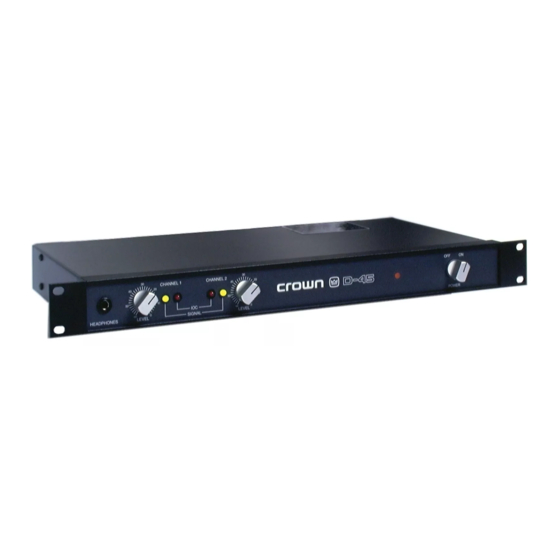 Crown D Series Operation Manual