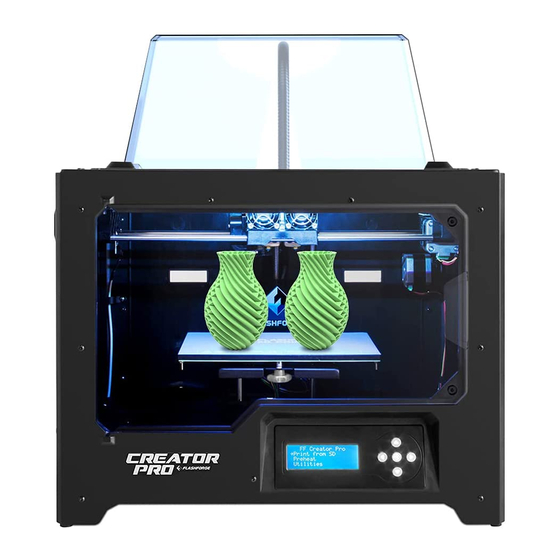 Flashforge Creator Pro Start Up And Instruction Manual