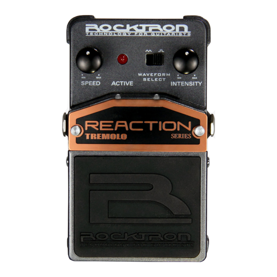 Rocktron Reaction Tremolo Instruction Manual