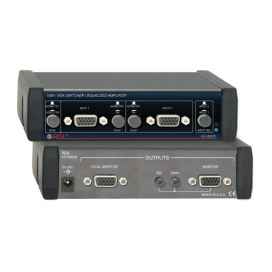 RDL EZ-VM22E Installation And Operation Manual