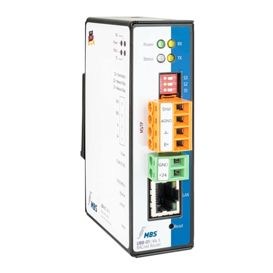 User Manuals: MBS UBR-02 Mk II BACnet Router