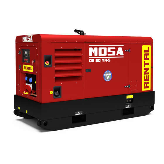 Mosa RENTAL GE 50 YR-5 Use And Maintenance Manual