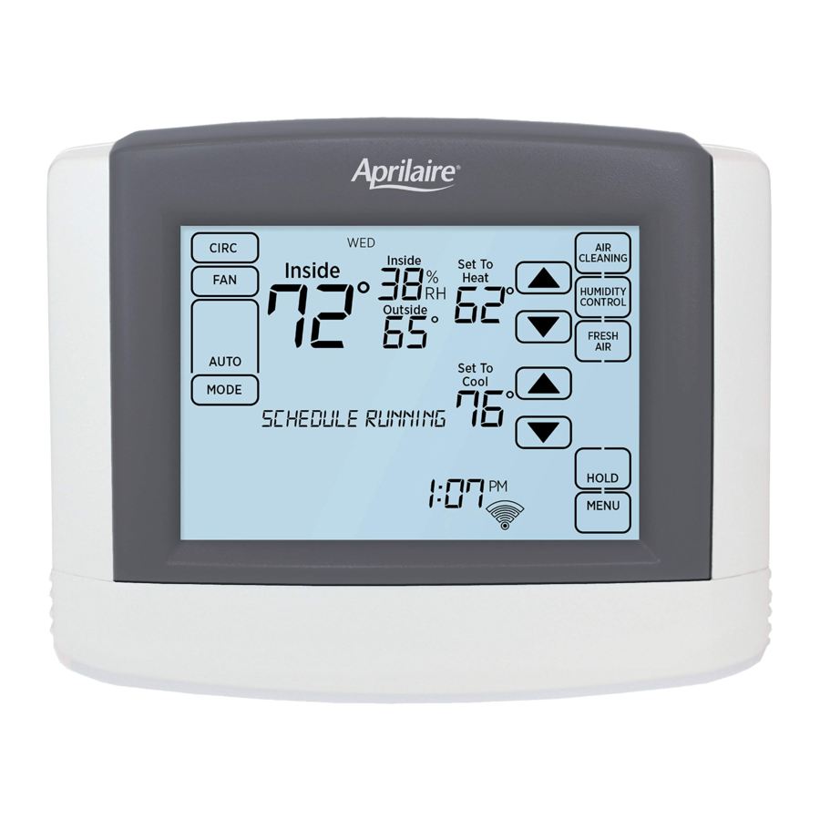 Aprilaire Event-Based 8620W - Air Cleaning Control Manual