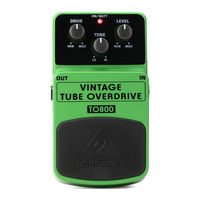 Behringer Vintage tube overdrive TO800 User Manual