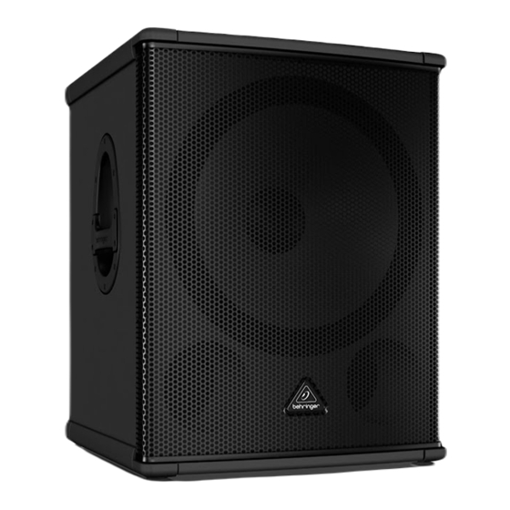 Behringer EUROLIVE B1500HP Quick Start Manual