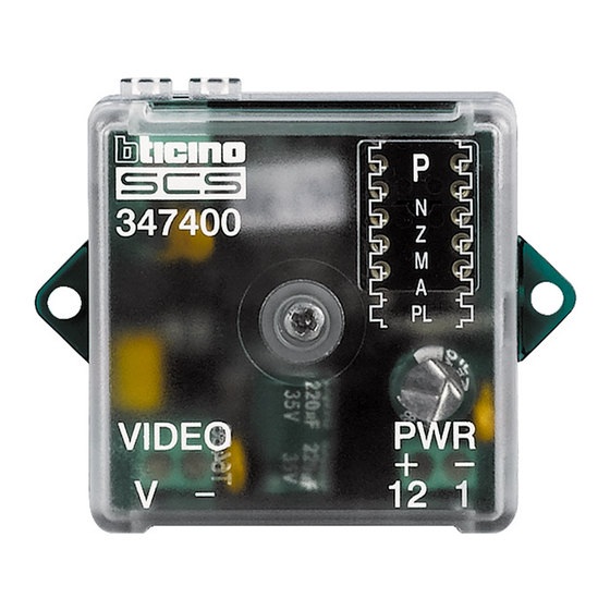 Bticino 347400 Instruction Sheet