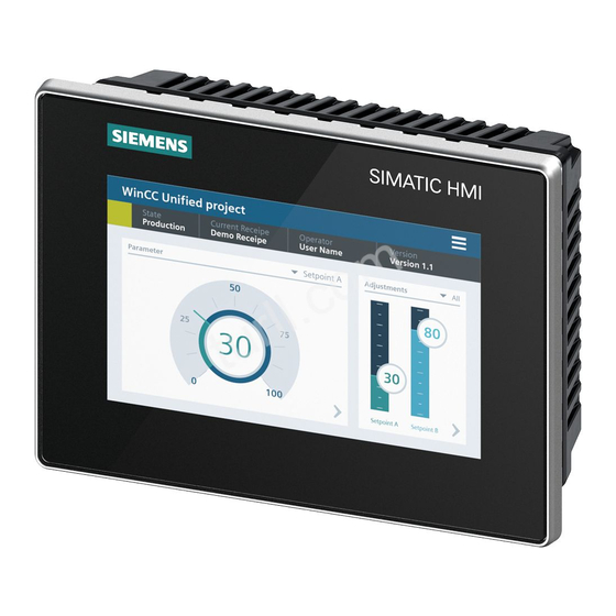 Siemens MTP700 Unified Comfort Quick Install Manual