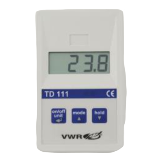 VWR TD 111 Operating Manual