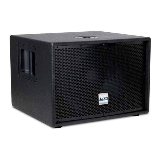 Alto TS SUB 12 TrueSonic Quick Start Manual