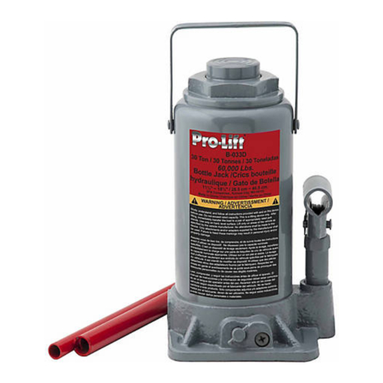 Pro-Lift B-033D Operating Instructions & Parts Manual