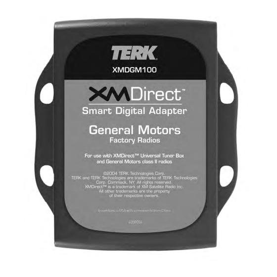 TERK Technologies XMDirect XMDGM100 Installation Manual