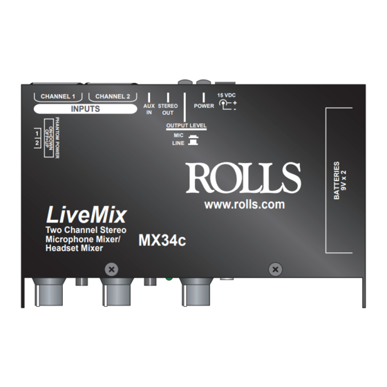 Rolls MX34c LiveMix Quick Start Operation Manual