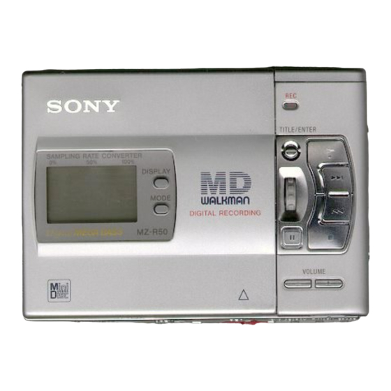 Sony MZ-R50 Operating Instructions Manual