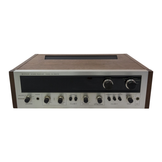 Pioneer SX-1500TD Installation, Operating Ansd Service Manual