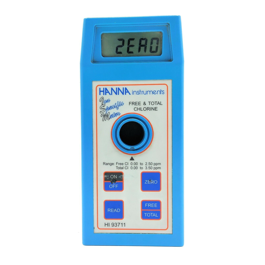 Hanna Instruments HI 93711 - Free & Total Chlorine ISM Manual