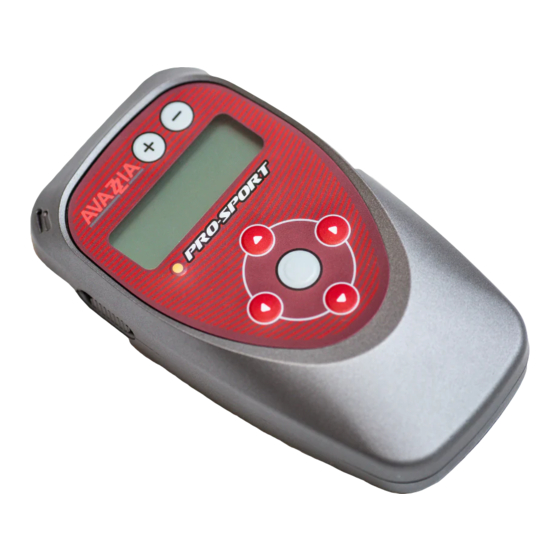 AVAZZIA PRO-SPORT Quick Reference