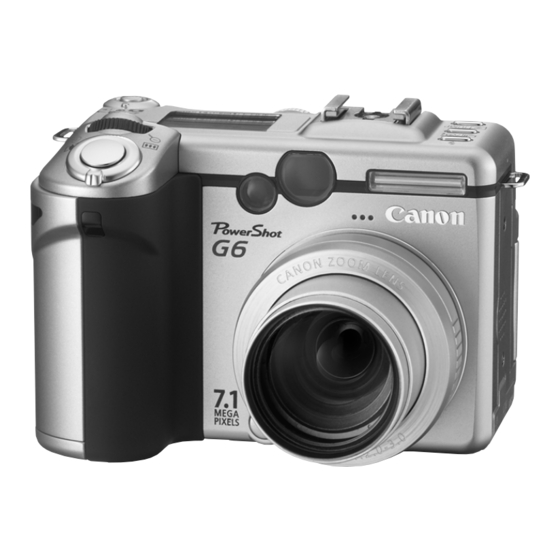 CANON POWERSHOT G6 DIGITAL CAMERA QUICK START MANUAL | ManualsLib