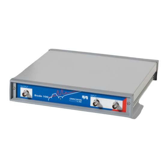 DATATEC Omicron Lab BODE 100 Quick Start Manual