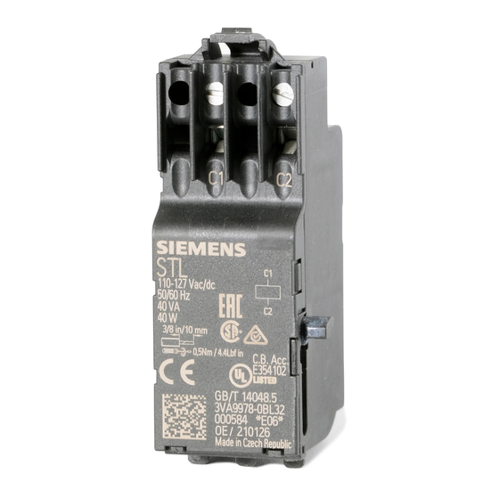 Siemens 3VA9978-0BL Series Operating Instructions