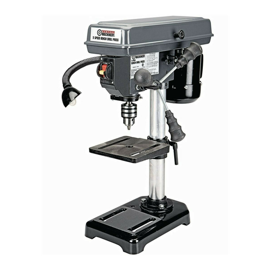 Central Machinery  5 Speed Bench Drill Press with Work Light Owner's Manual & Safety Instructions