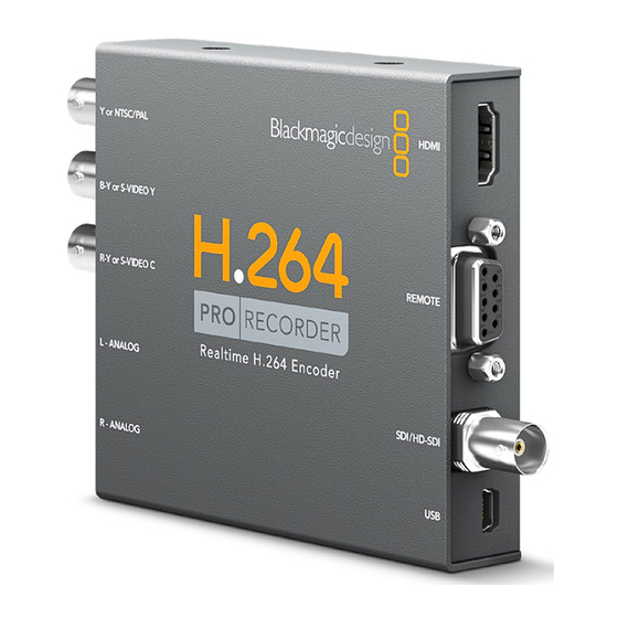 Blackmagicdesign H.264 Pro Recorder Operation Manual