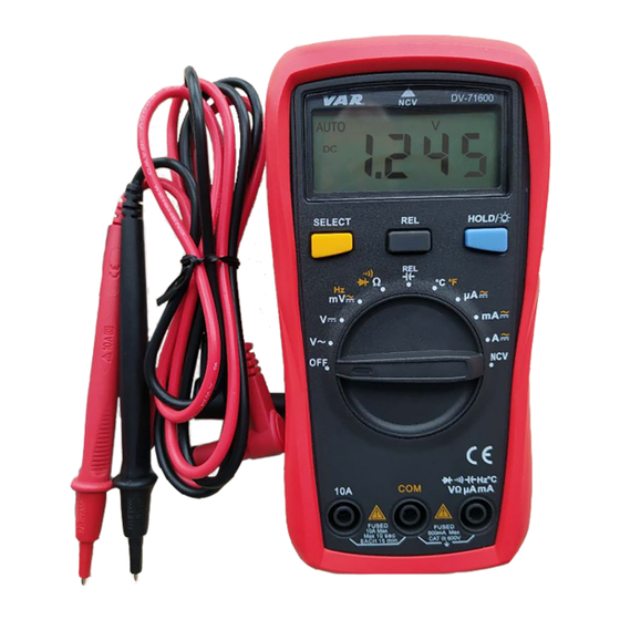 VAR DV-71600 Manual