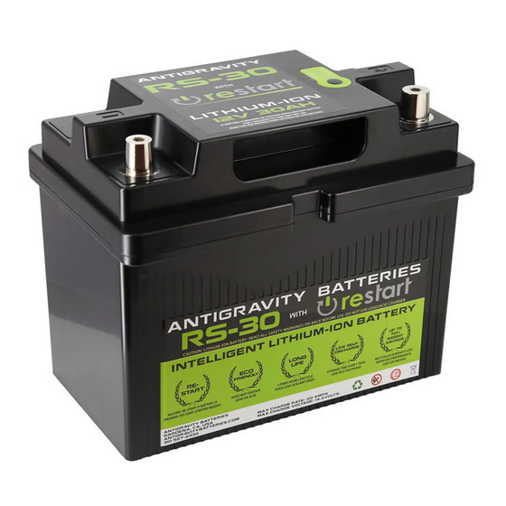 Antigravity Batteries RS-30 with Re-Start User Manual And Safety Information
